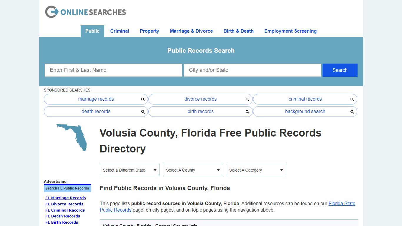 Volusia County, Florida Free Public Records Directory - OnlineSearches.com