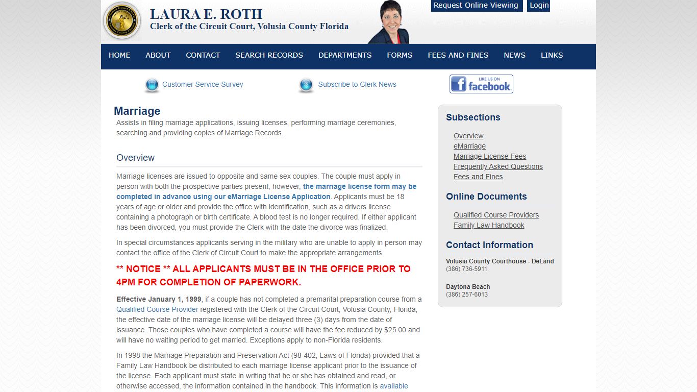LAURA E. ROTH | Clerk of the Circuit Court, Volusia County Florida